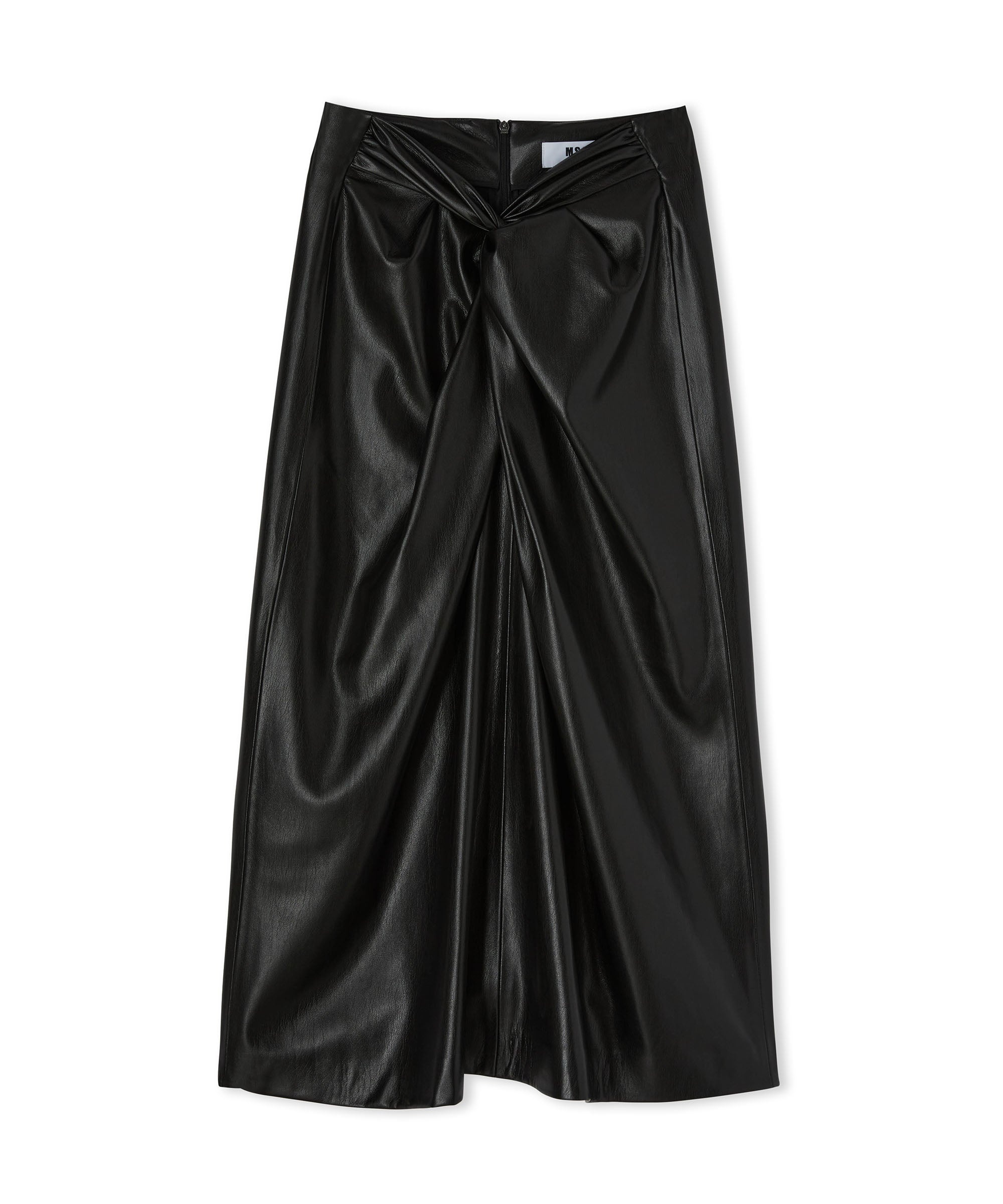 Faux leather midi dress with crossover detail - 1