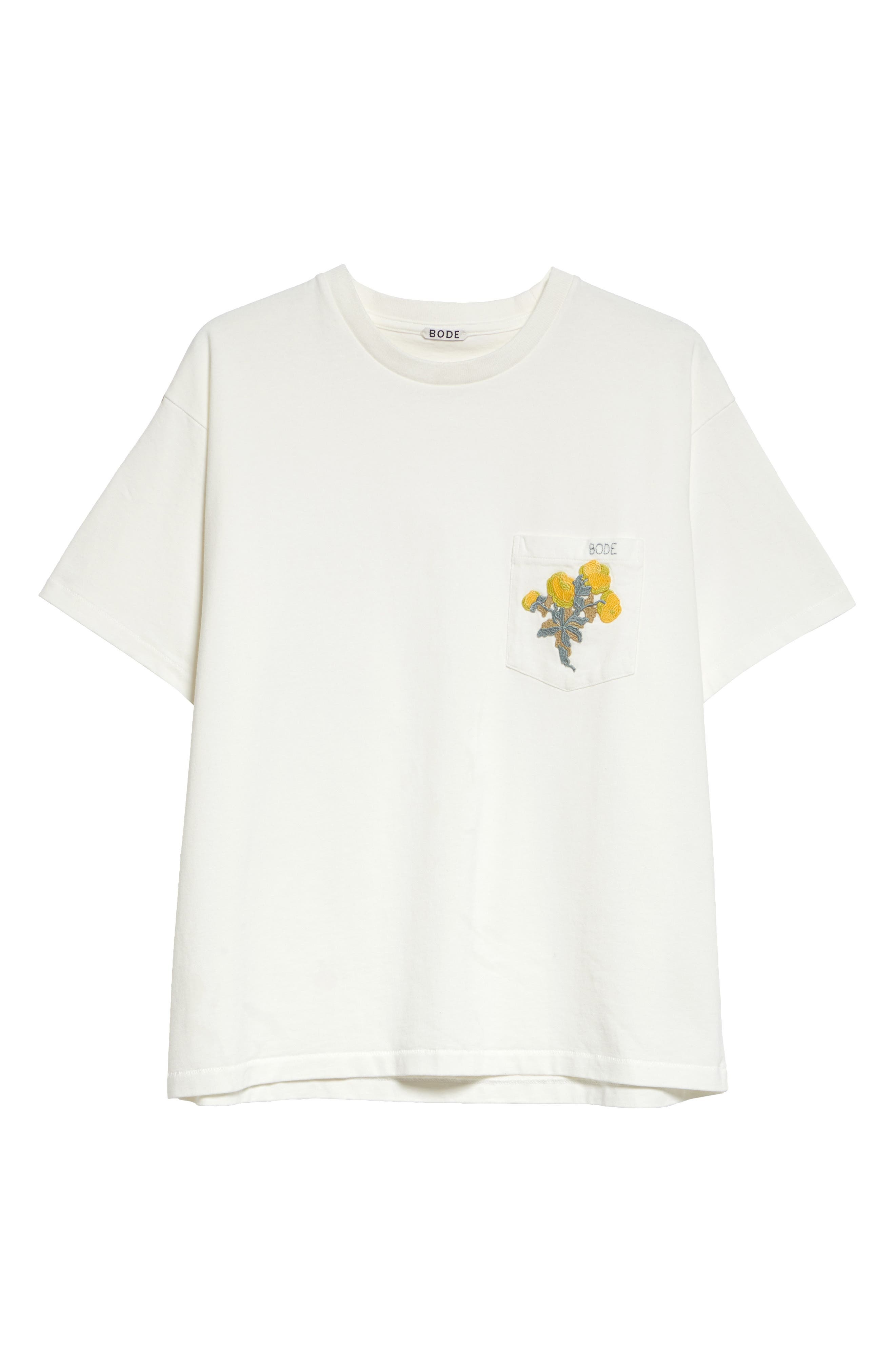 Embroidered Bouquet Cotton Pocket T-Shirt - 5