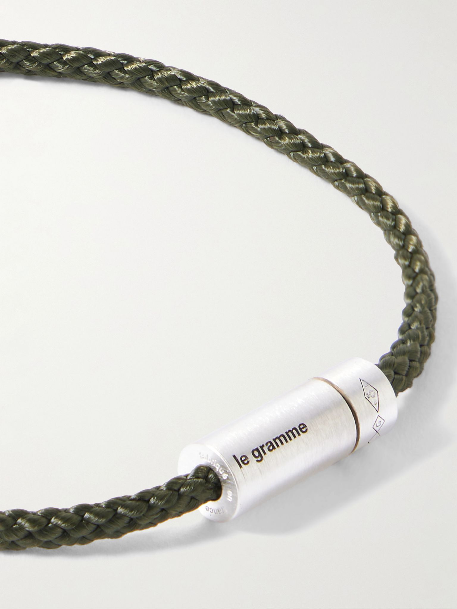 7g Nato Sterling Silver and Cord Cable Bracelet Black - 4