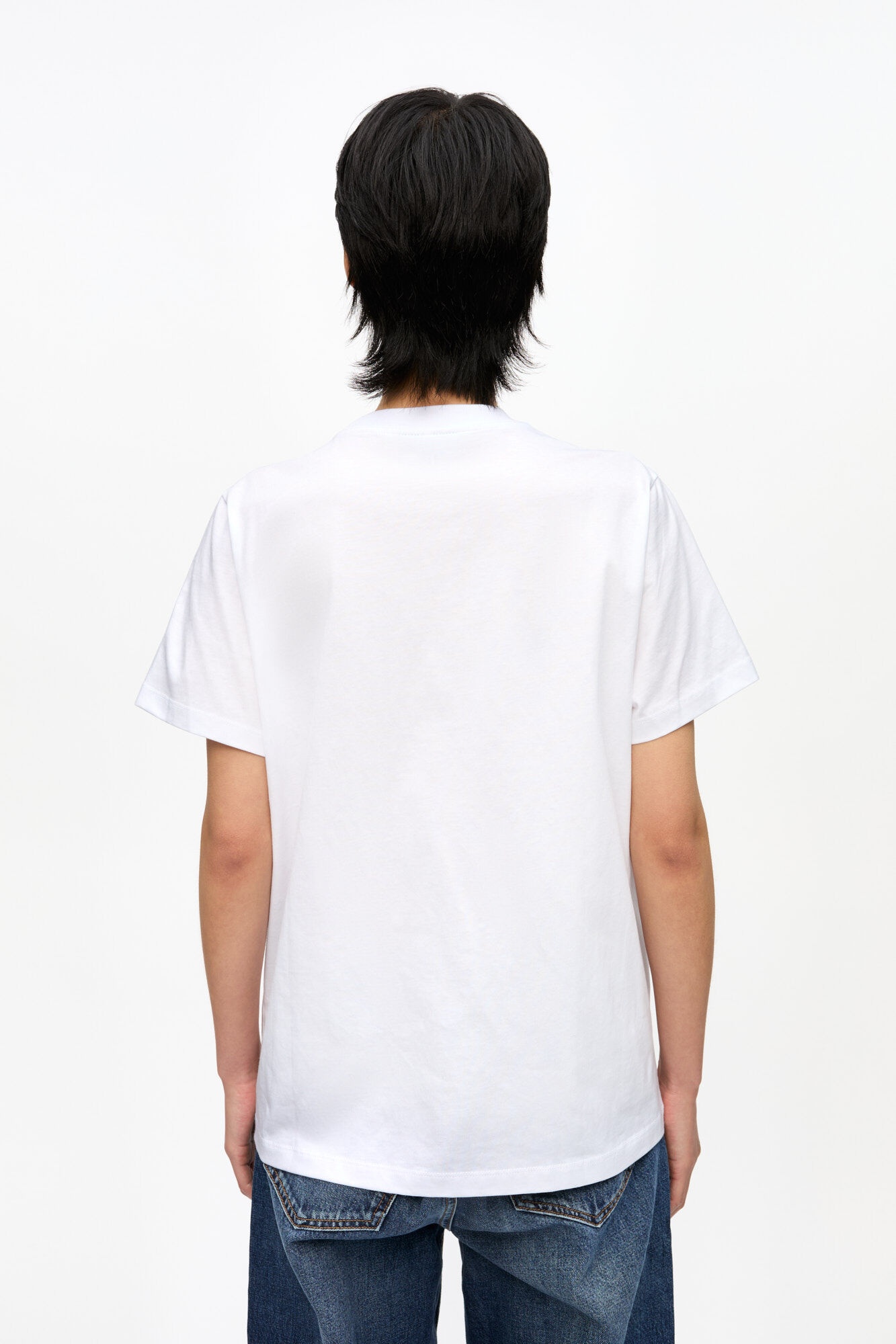WHITE BASIC JERSEY SNAKE RELAXED T-SHIRT - 4