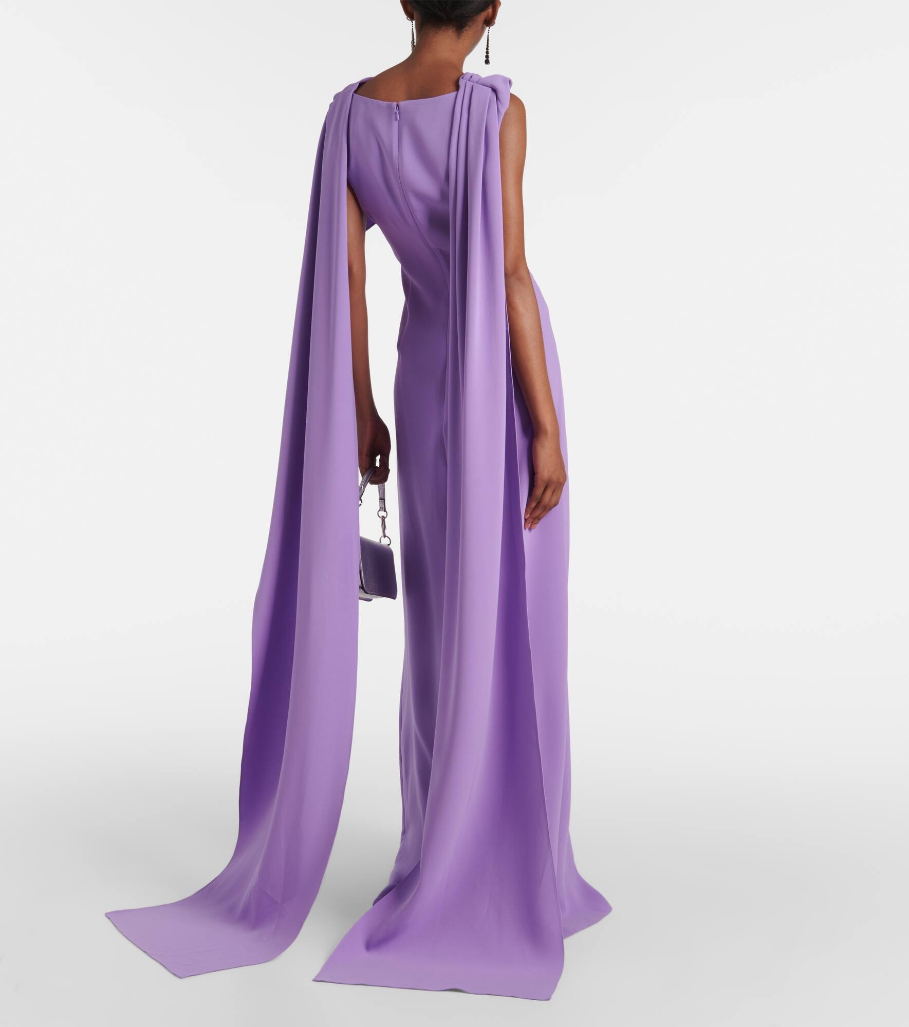 Caped silk-blend georgette gown - 3