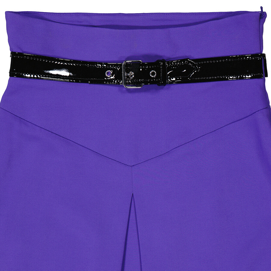 Moschino Ladies Purple High Waist Belted Skirt - 14