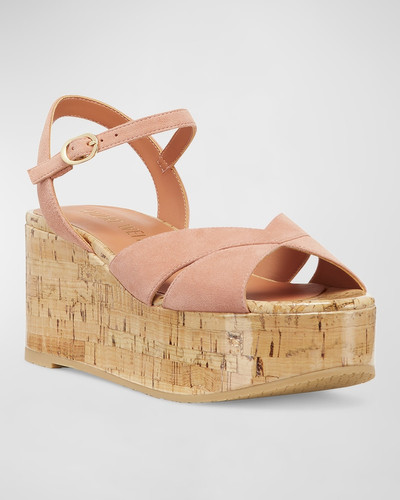 Stuart Weitzman Carmen Suede Slingback Wedge Sandals outlook