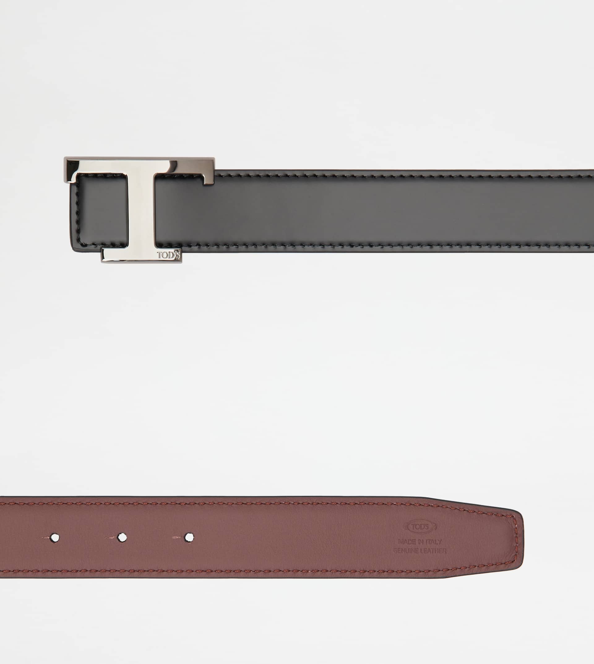 T TIMELESS REVERSIBLE BELT IN LEATHER - BLACK, BURGUNDY - 3