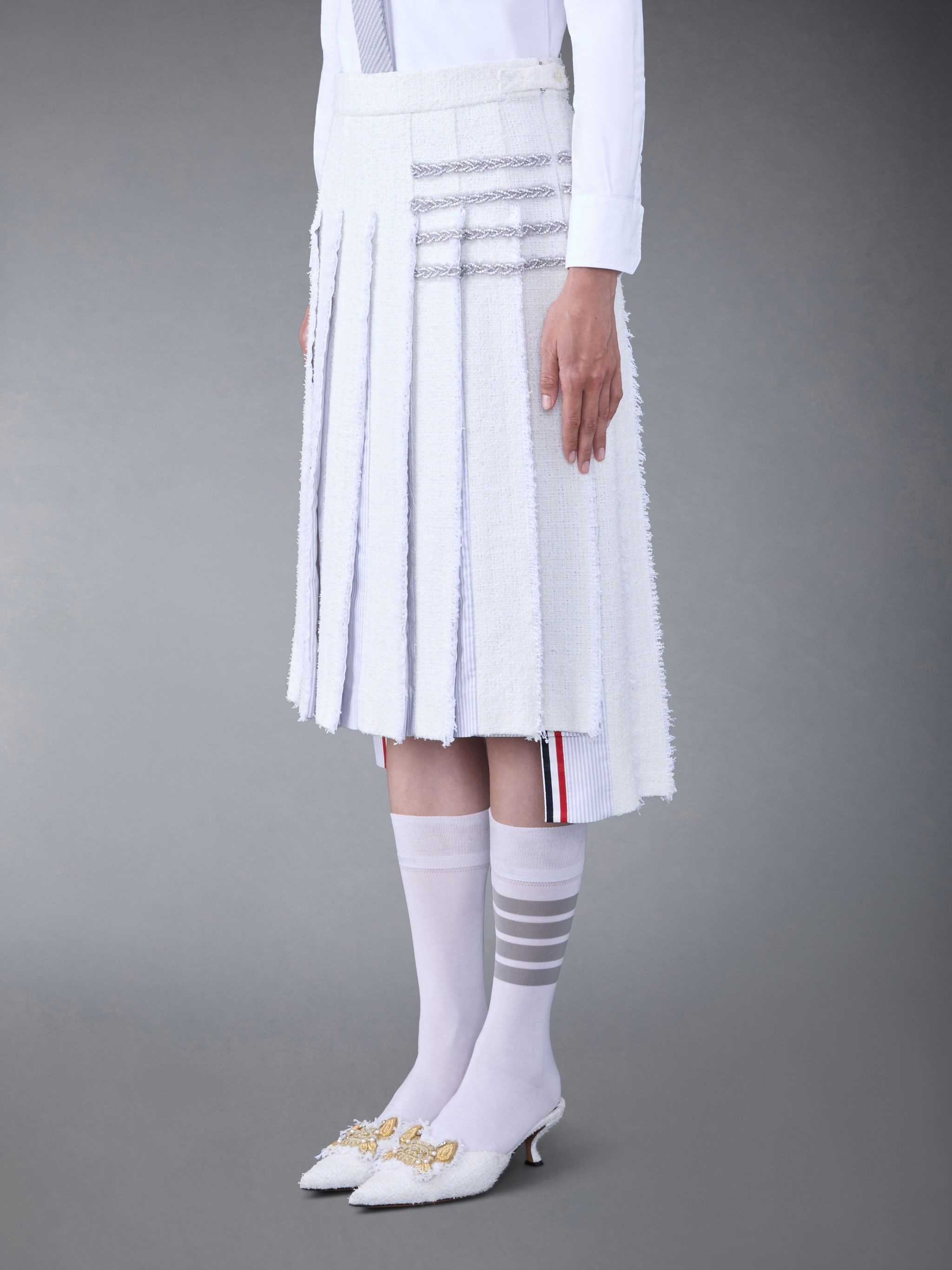4-Bar tweed pleated skirt - 2