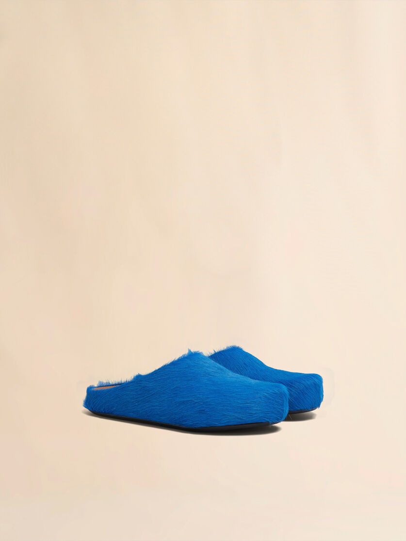 BLUE LONG-HAIR CALFSKIN FUSSBETT SABOT - 2