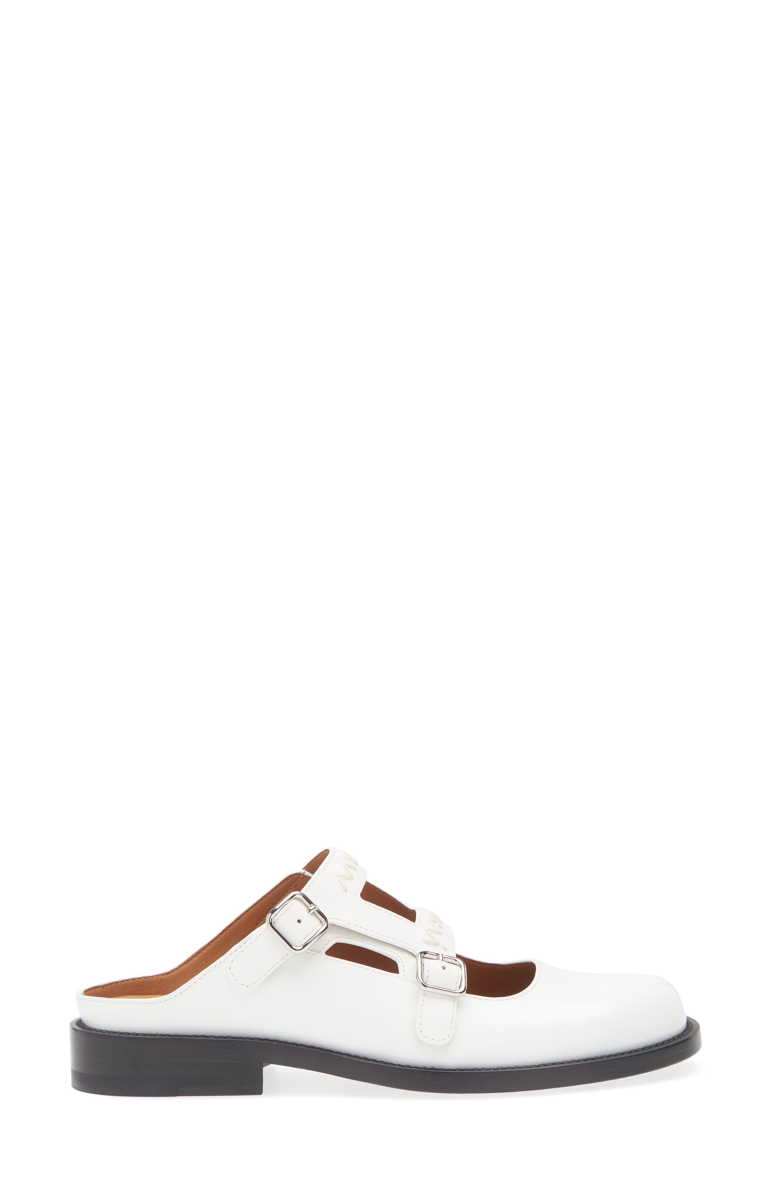 Marni Logo Embroidered Sabot Mule in White at Nordstrom - 3