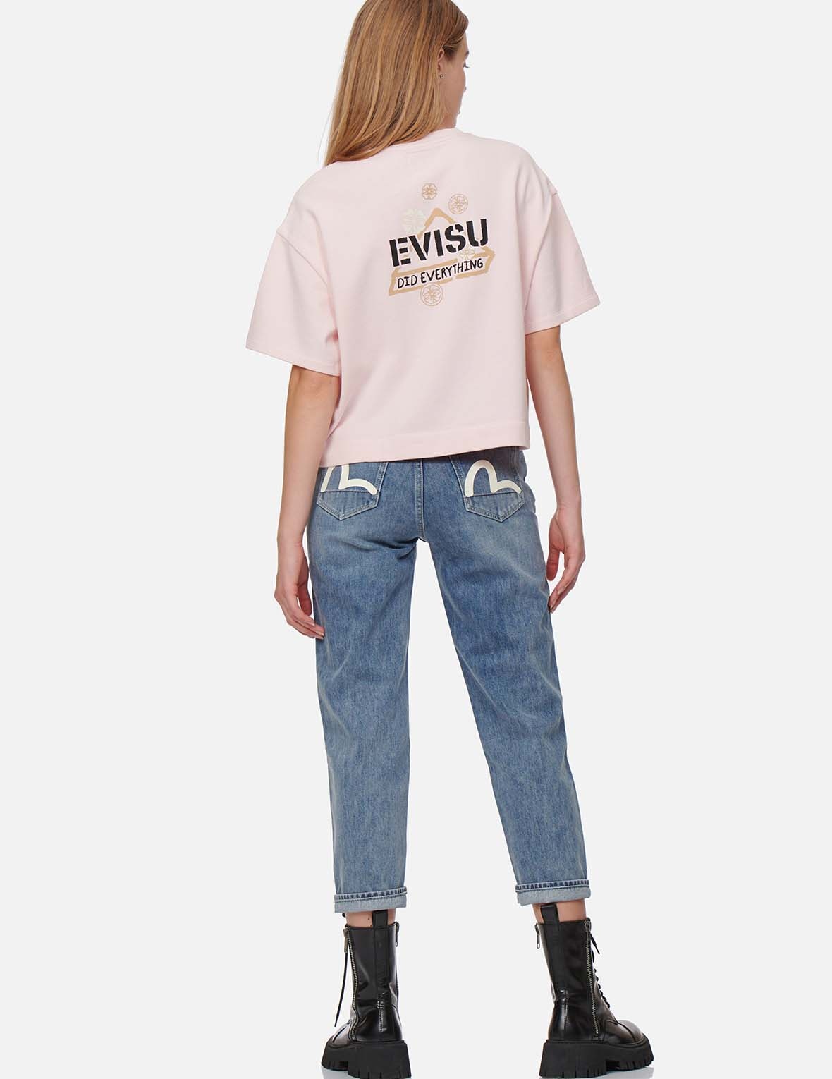 KAMON AND LOGO PRINT DROP-SHOULDER CROPPED SWEATSHIRT - 5