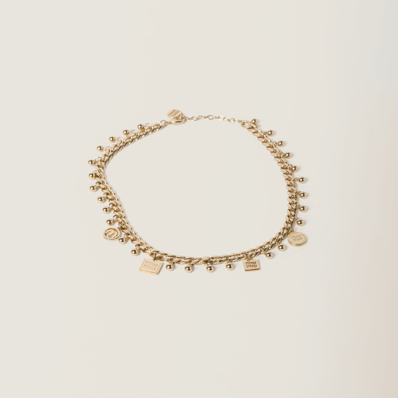 Metal and synthetic pearl necklace 1