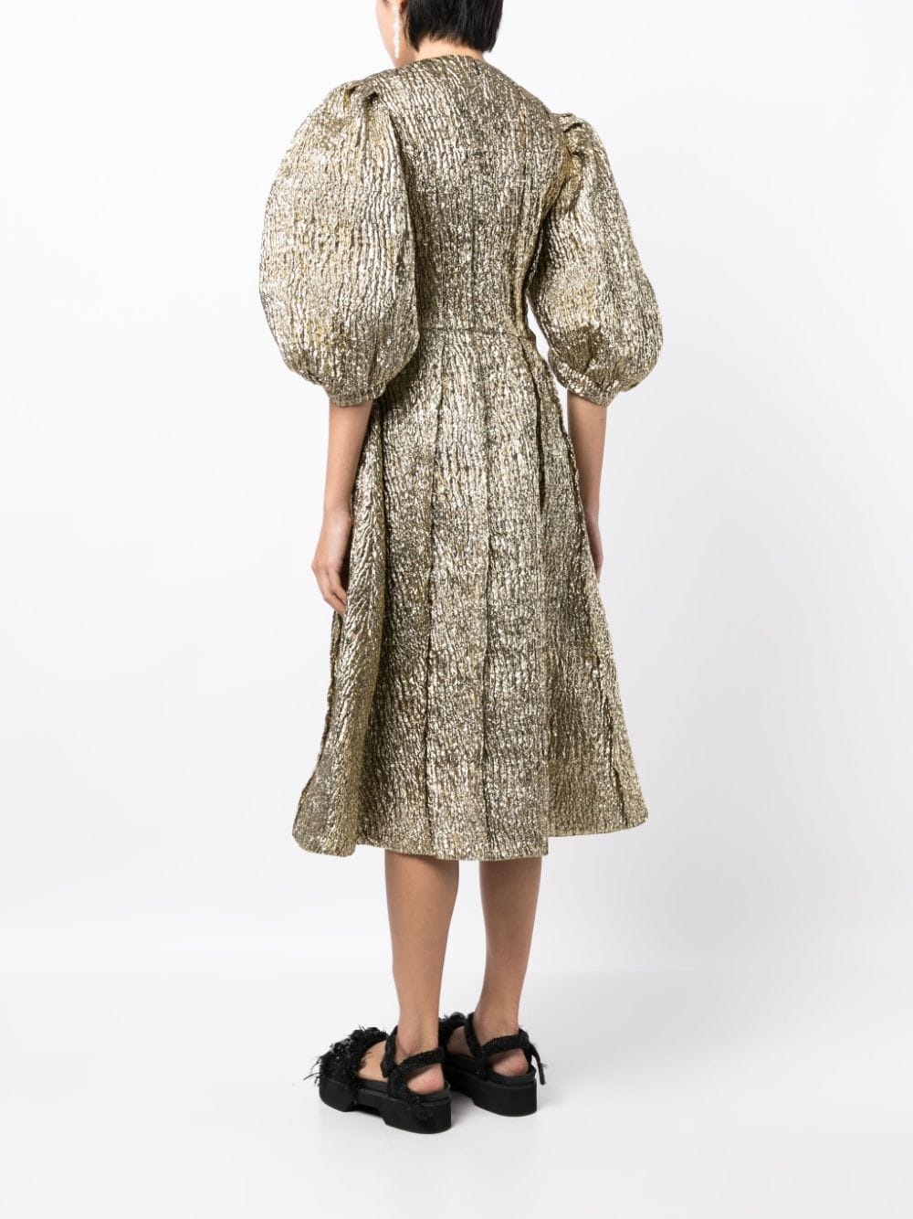 crystal-embellished cloquÃ© midi dress - 4