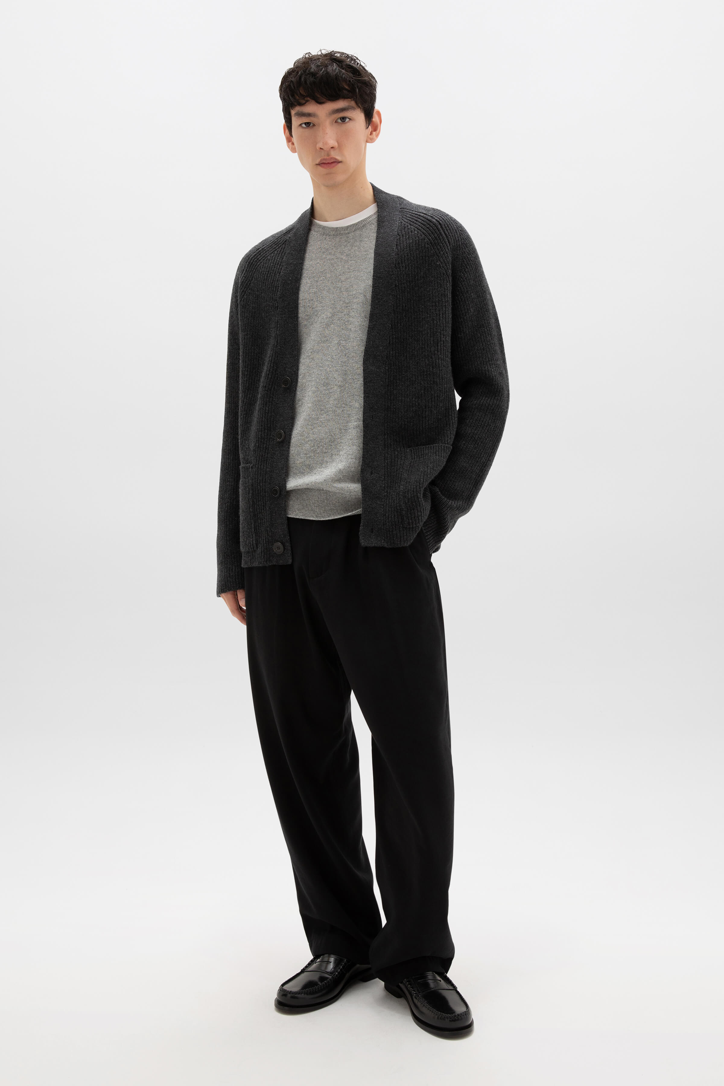Relaxed Grey Cashmere Cardigan - 3