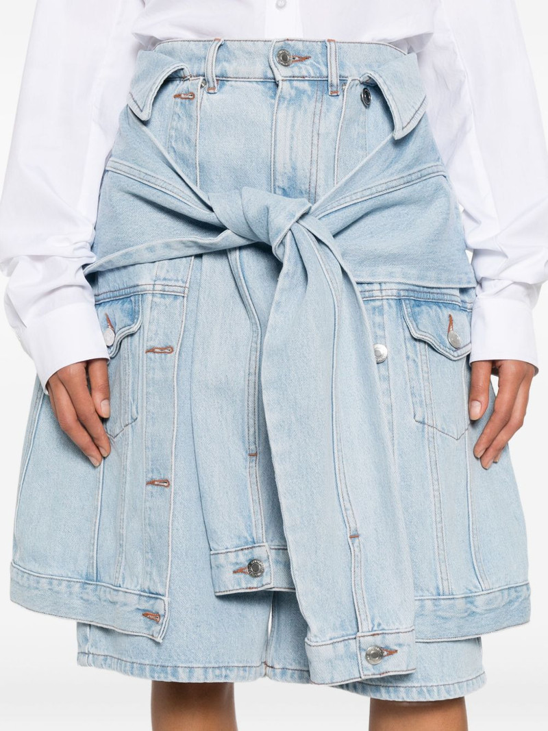 bow drape denim shorts 5