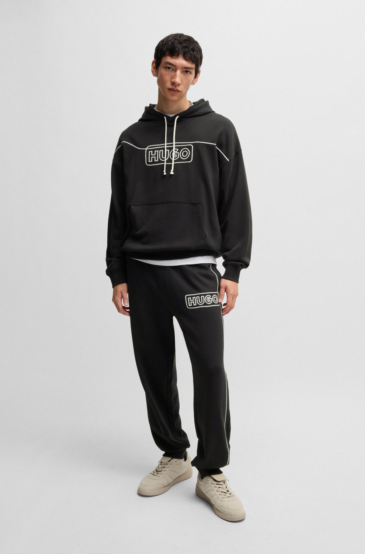 COTTON-TERRY HOODIE WITH CHAIN-STITCH LOGO - 4