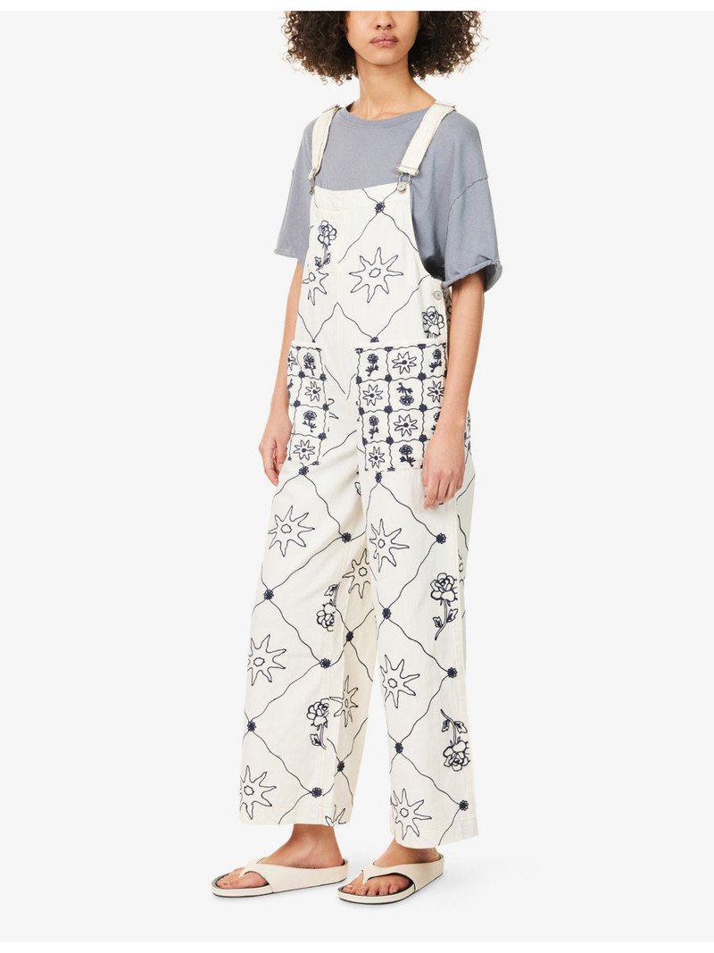 Rising Sun Embroidered Denim Overall 3