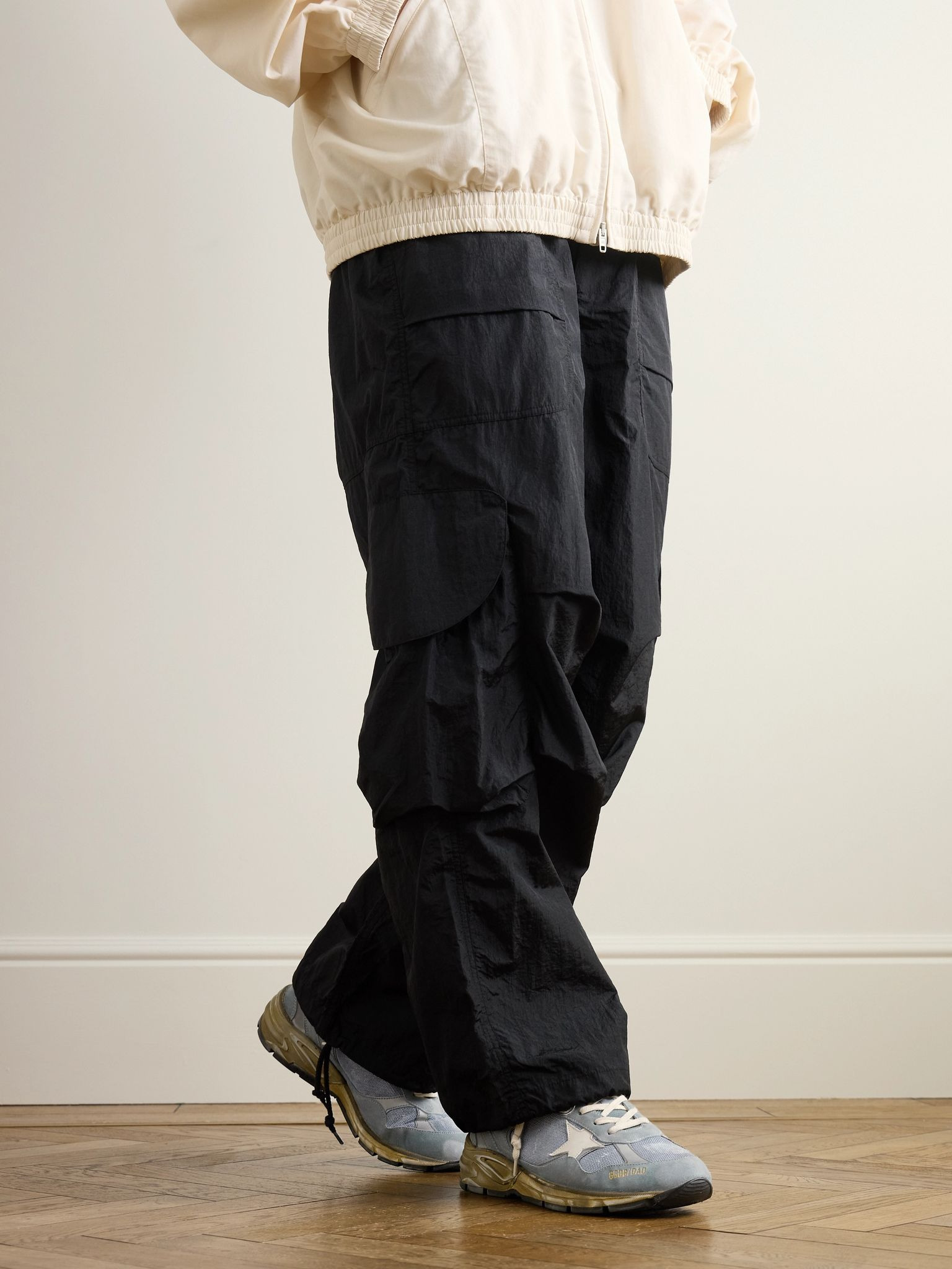Running Dad Distressed Rubber and Leather-Trimmed Mesh and Suede Sneakers Blue - 2
