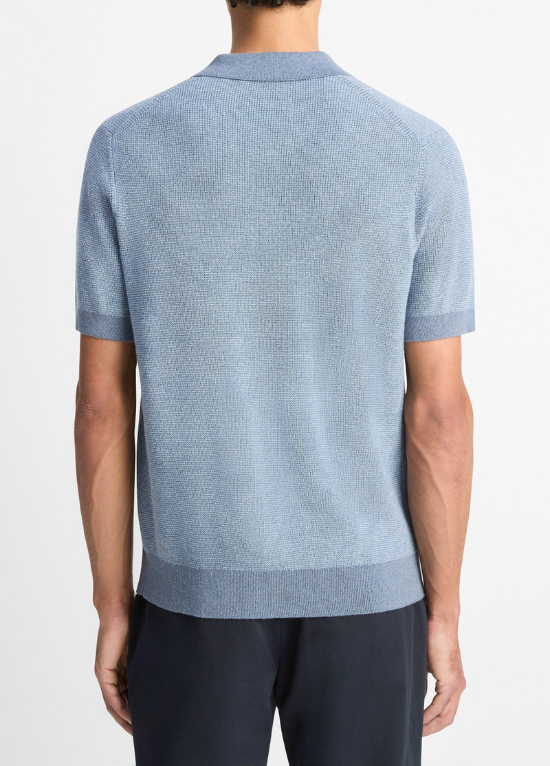 Vince Colorblocked Feed-Stripe Cotton-Cashmere Johnny-Collar Sweater outlook