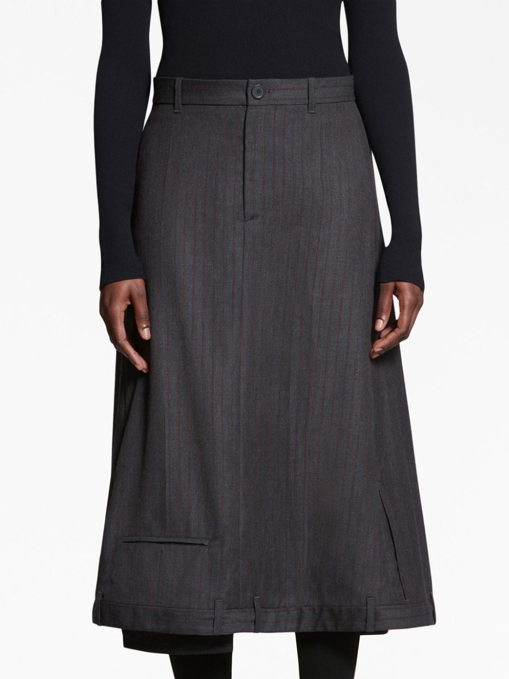 pinstripe-pattern midi wool skirt - 5
