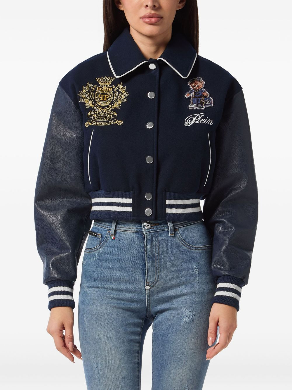 logo-patch bomber jacket - 2