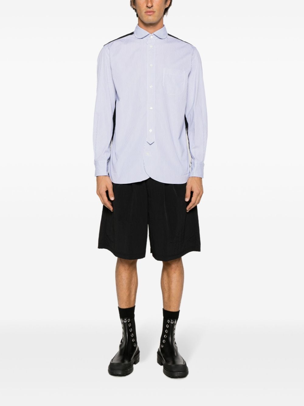 panelled striped cotton shirt - 2