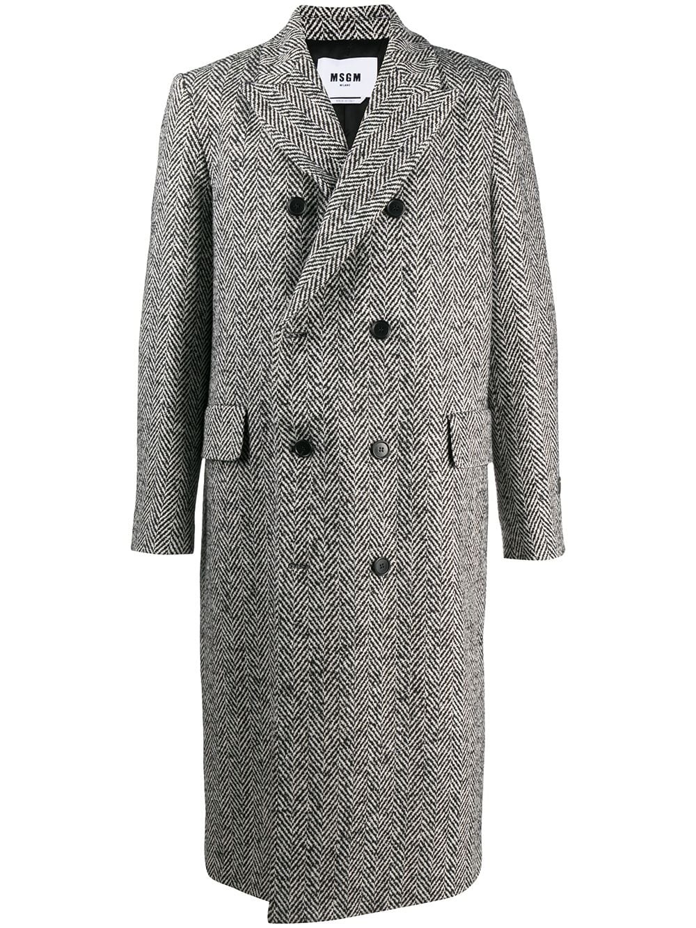 double-breasted mid-length coat - 1