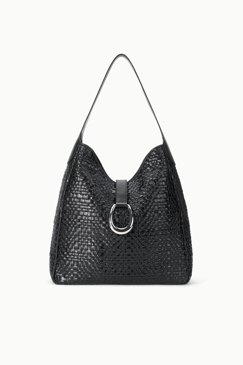 STAUD MAYA HOBO BAG BLACK WOVEN 1