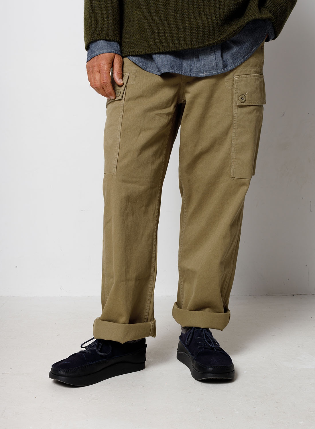 Dutch Pant Cotton Twill in Army - 3