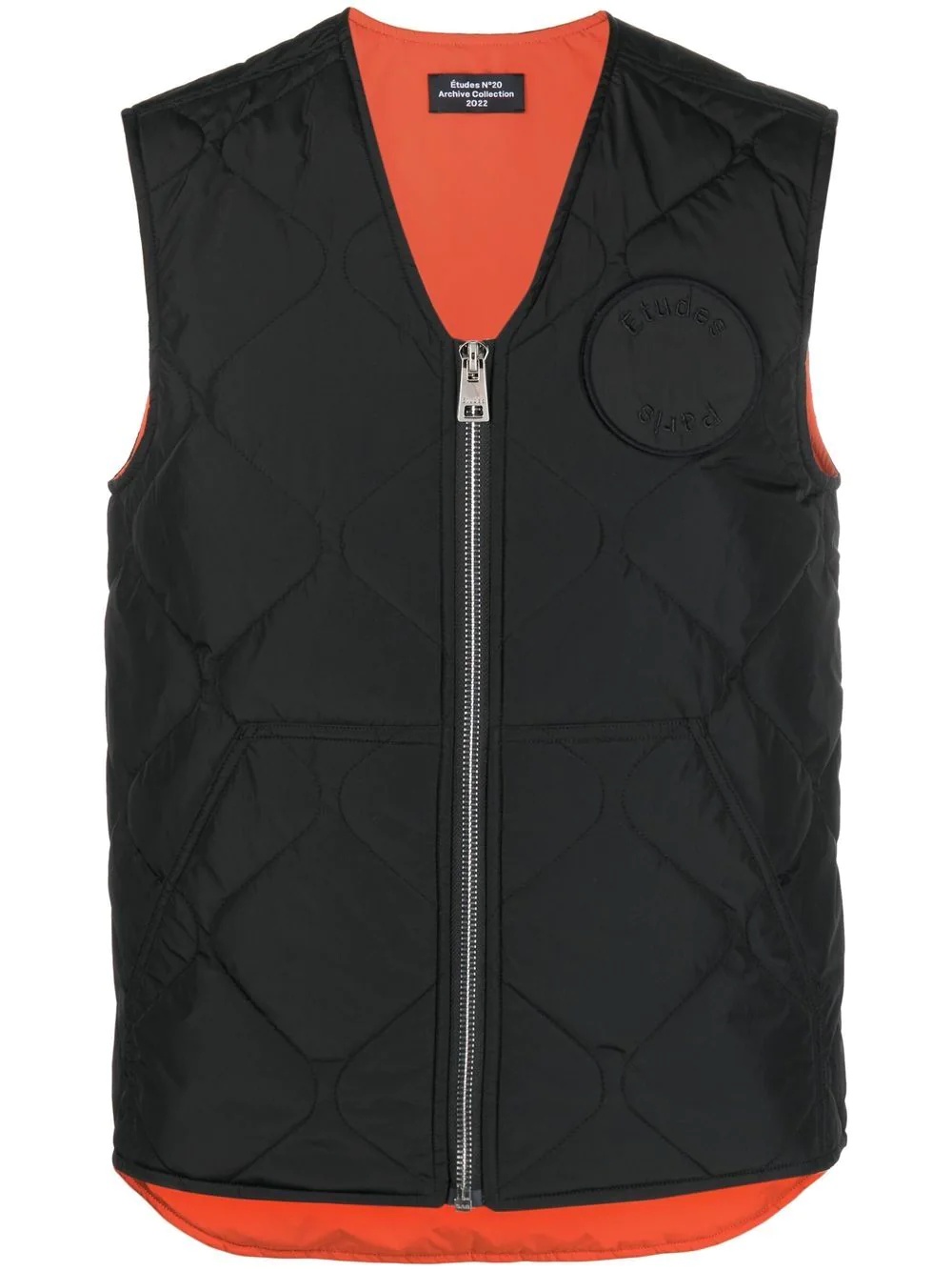 quilted logo-patch gilet - 1