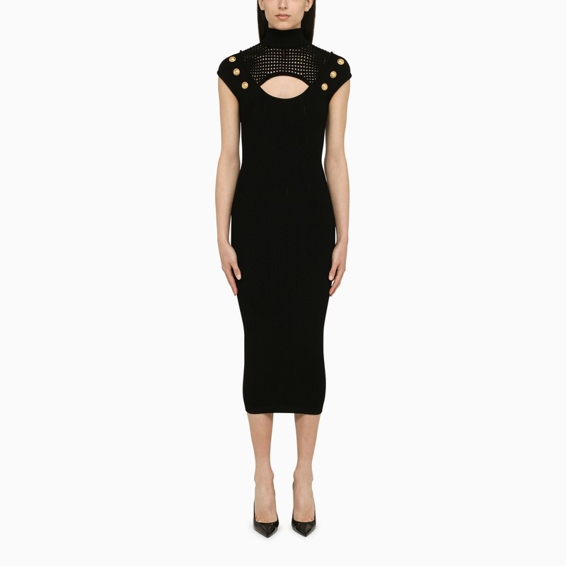 Black knitted sheath dress - 1