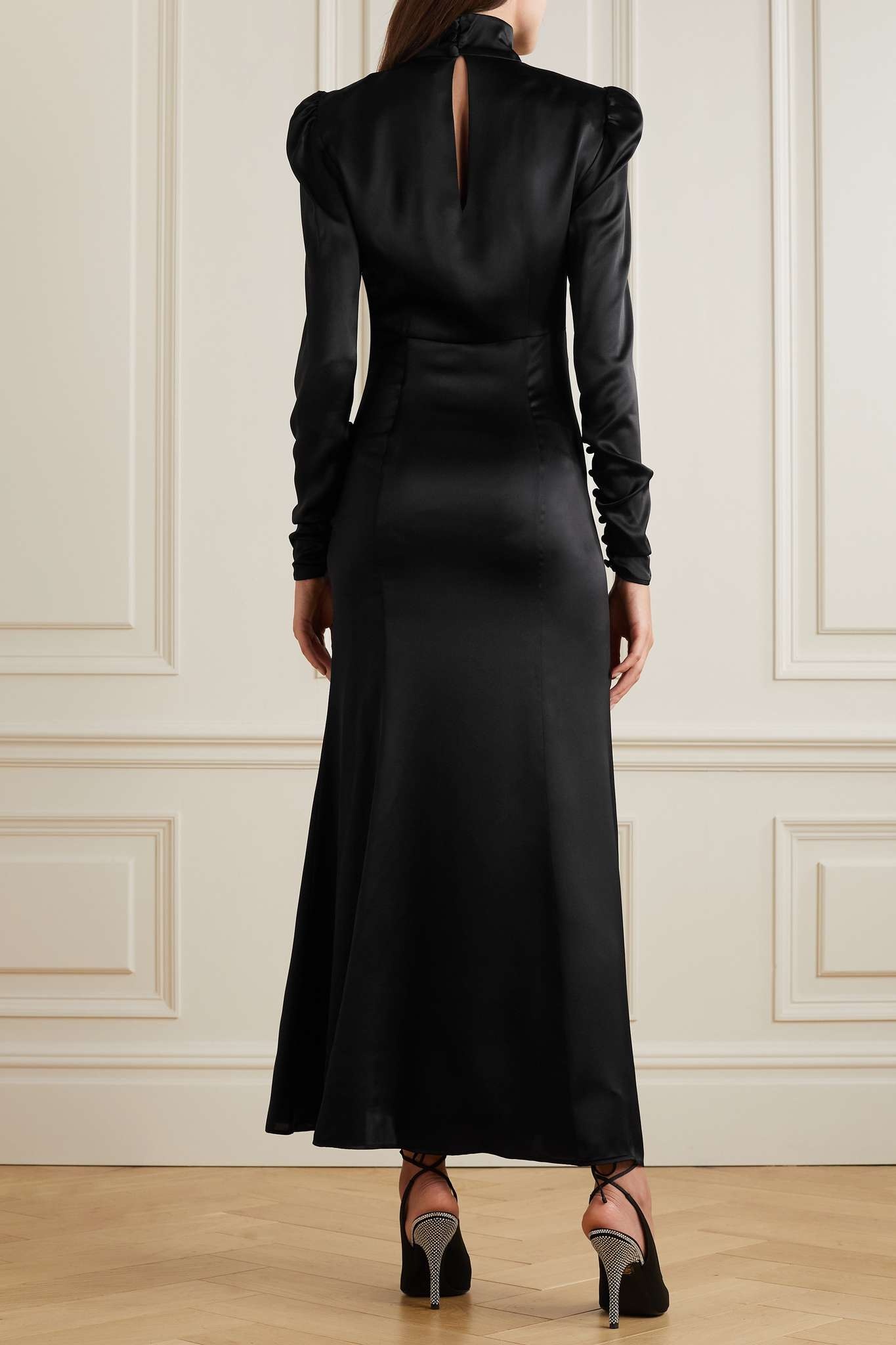 Crystal-embellished cutout silk-satin maxi dress - 3