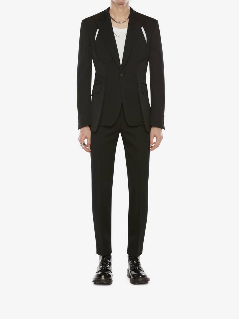 Japanese Wool Barathea Cigarette Trousers in Black - 2