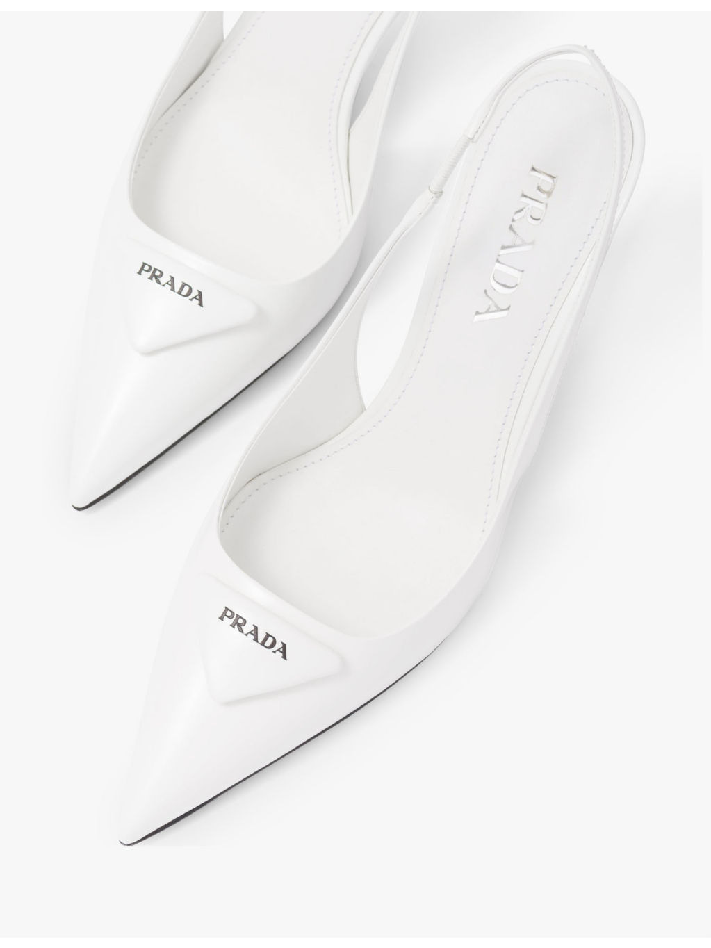 Logo-plaque slingback heeled leather pumps - 6