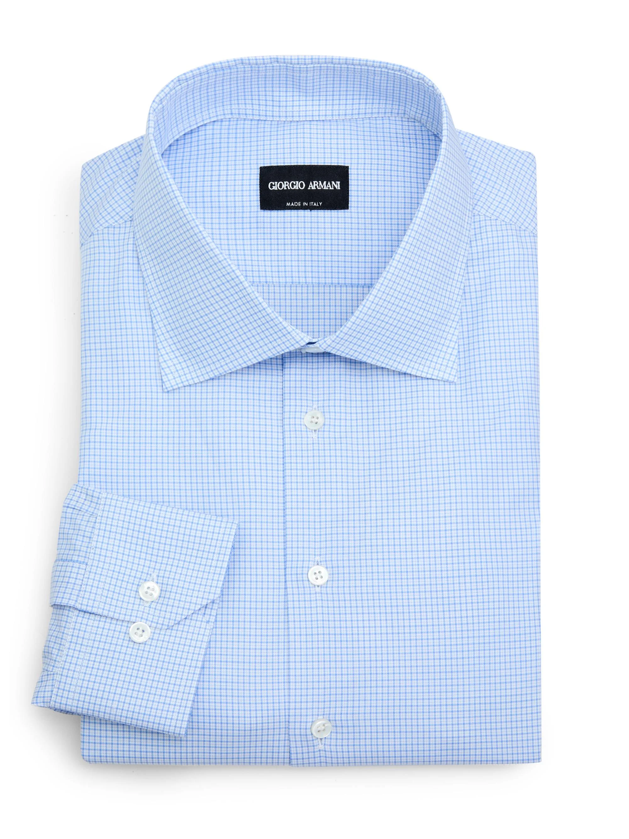 Men's Checked Dress Shirt - Light Blue - 1