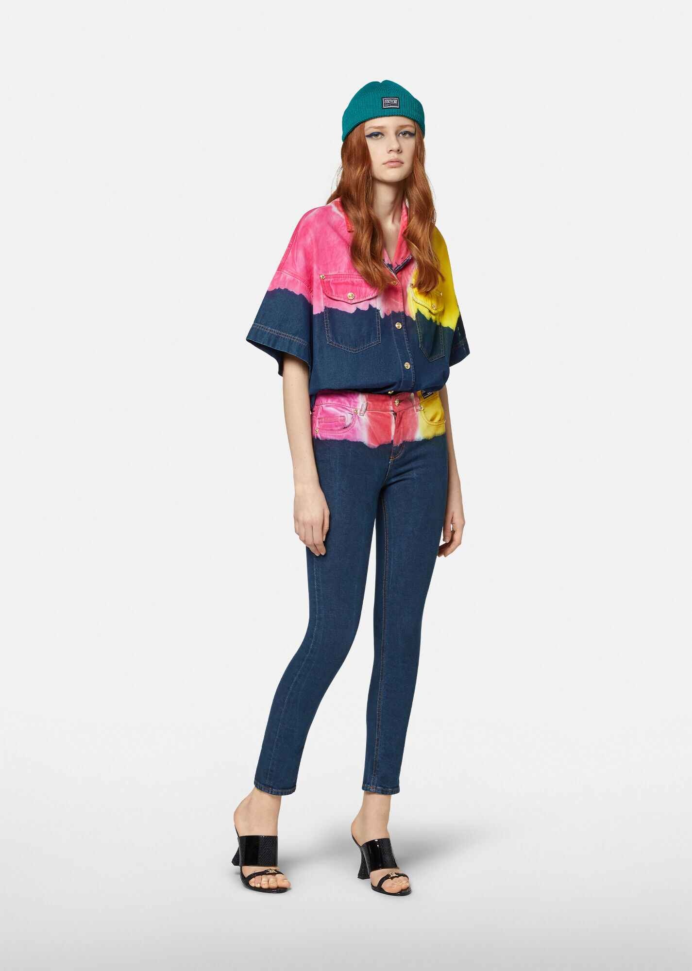 Tie-Dye Print Denim Shirt - 4