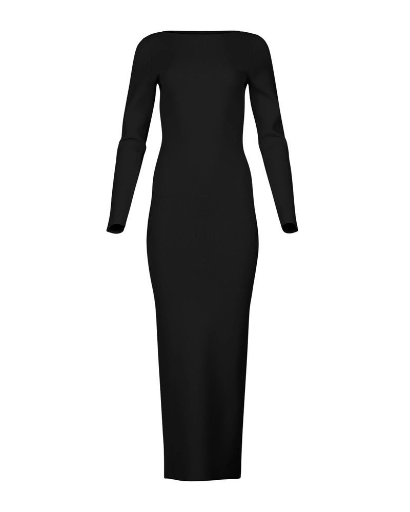 BOAT NECK MIDI DRESS BLACK 5
