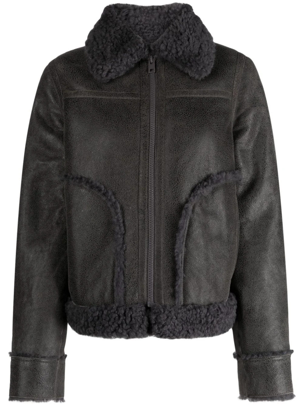 Kade shearling-trim leather jacket - 1