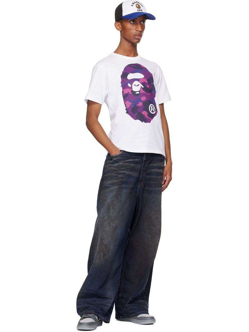 A BATHING APE® White & Purple Color Camo Big Ape Head T-shirt outlook