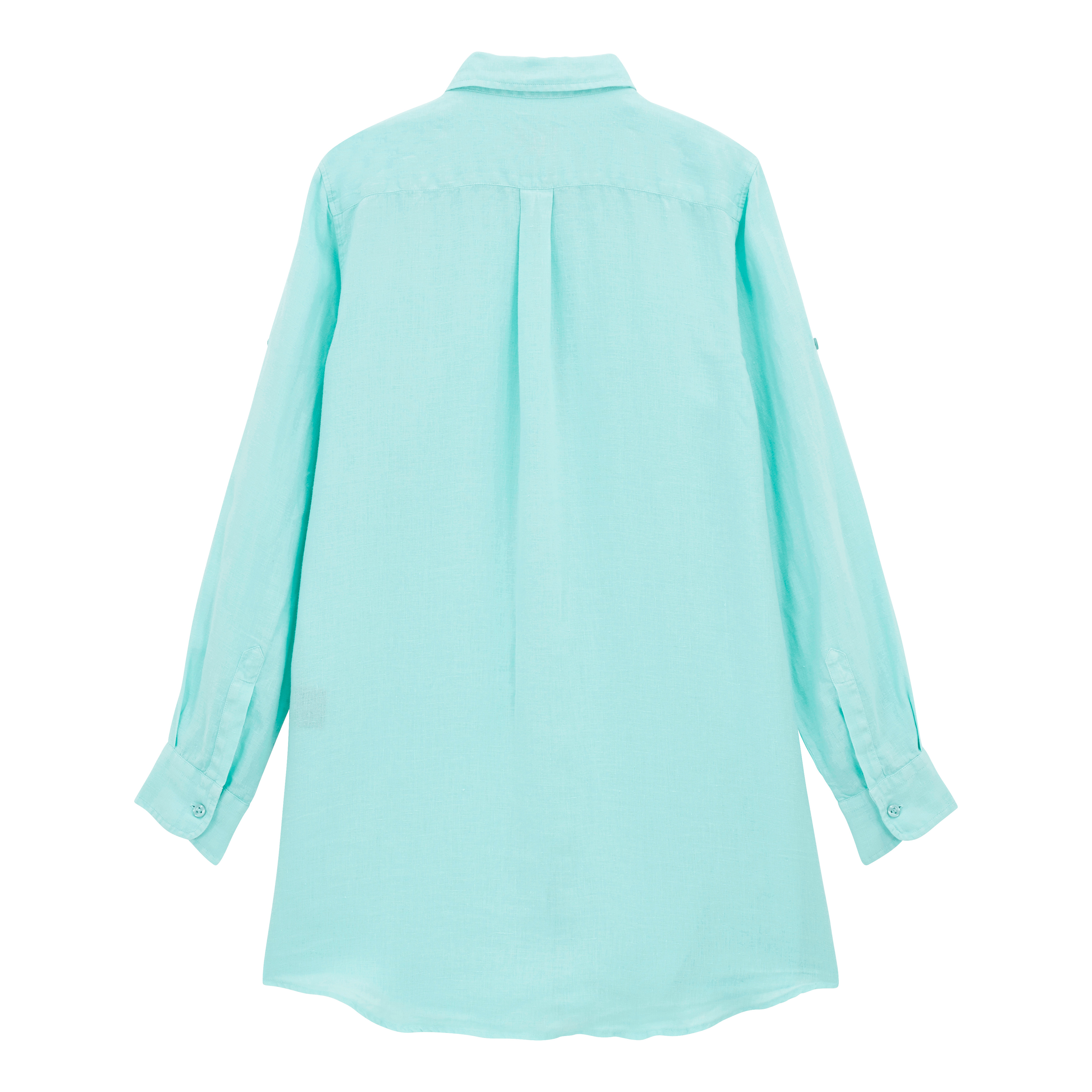 Women Linen Shirt Dress Solid - 2