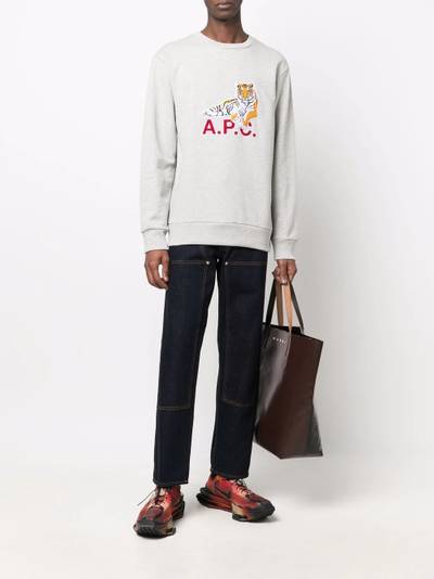 A.P.C. logo-print cotton sweatshirt outlook