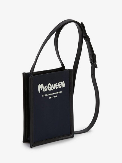 Alexander McQueen Mcqueen Graffiti Edge Mini Crossbody Bag in Navy outlook