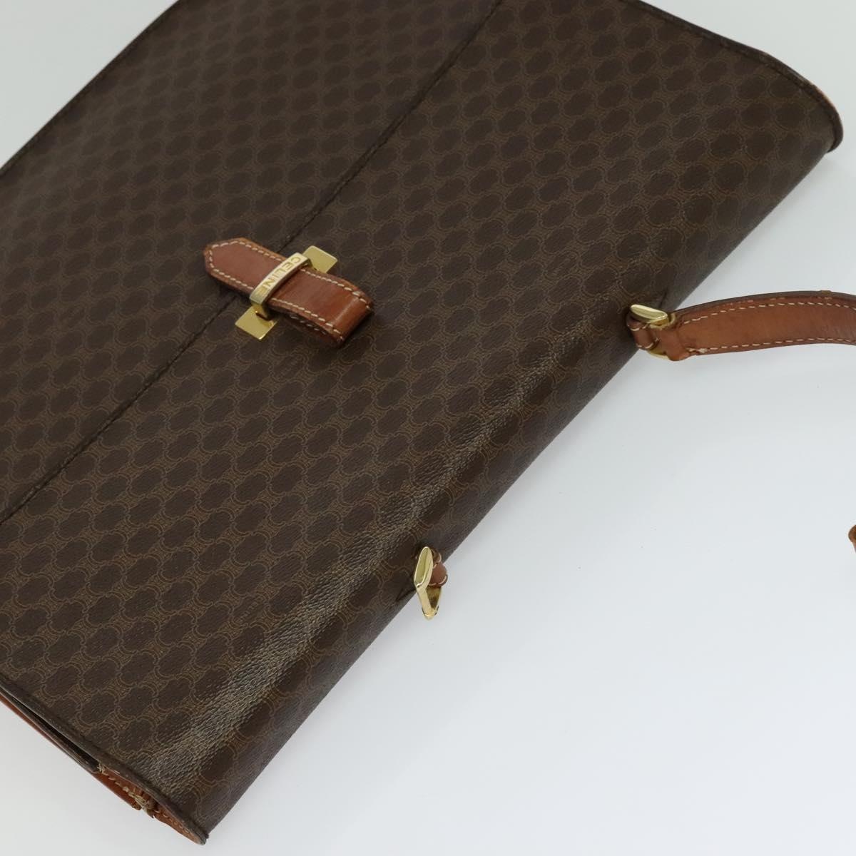 CELINE Macadam Canvas Business Bag Pvc Leather Brown Gold - 6