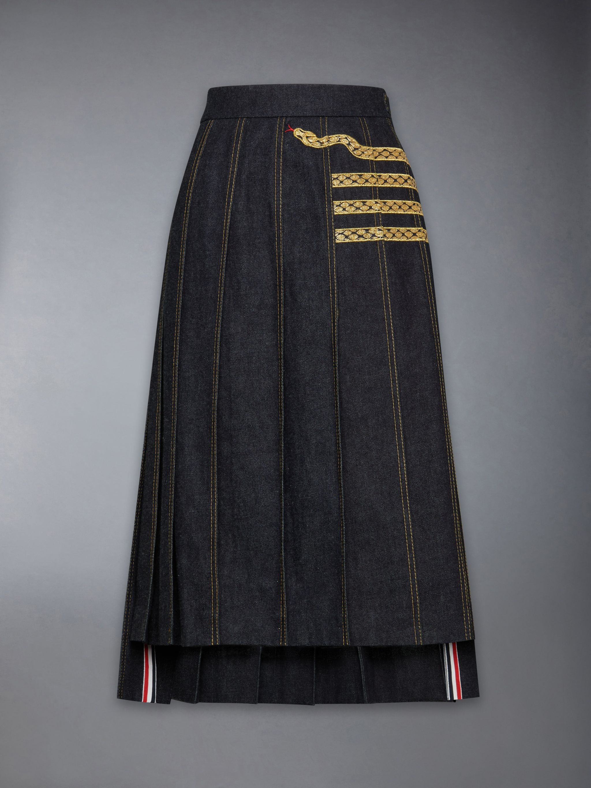 LUNAR NEW YEAR DENIM PLEATED SKIRT - 7