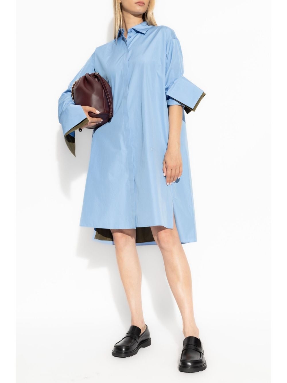 Loewe logo-embroidered cotton shirt dress | farfetch
