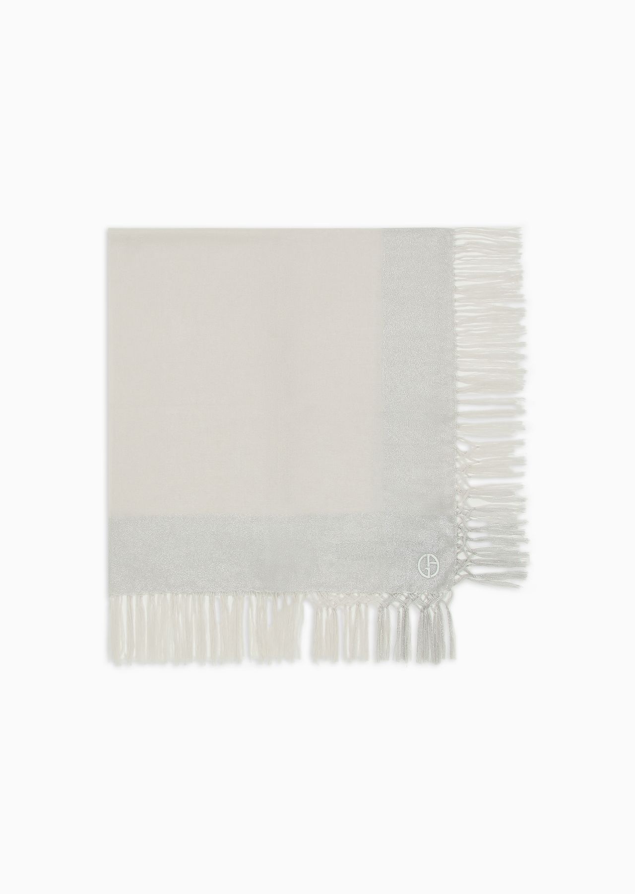 Fringed cashmere, silk and lurex viscose stole - 1