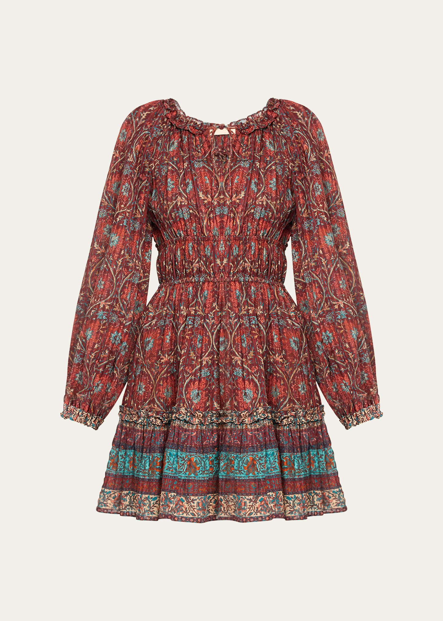 Val Printed Long-Sleeve Mini Dress - 1