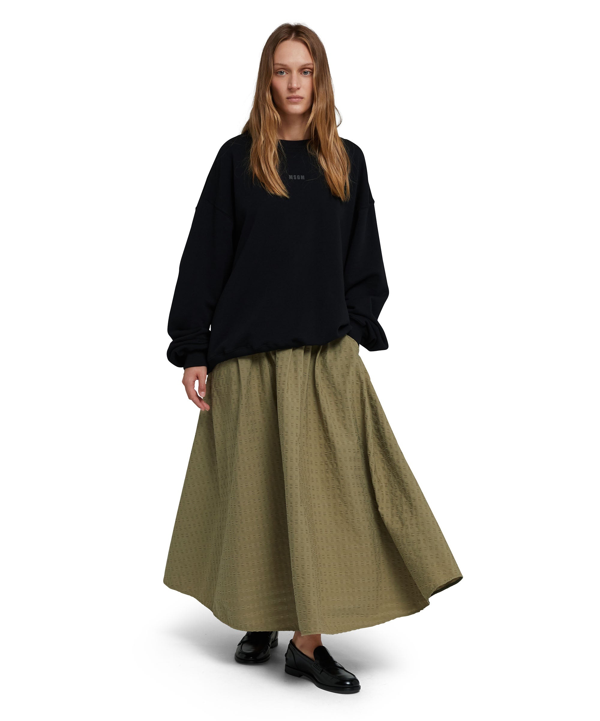 Cotton seersucker roomy skirt - 5
