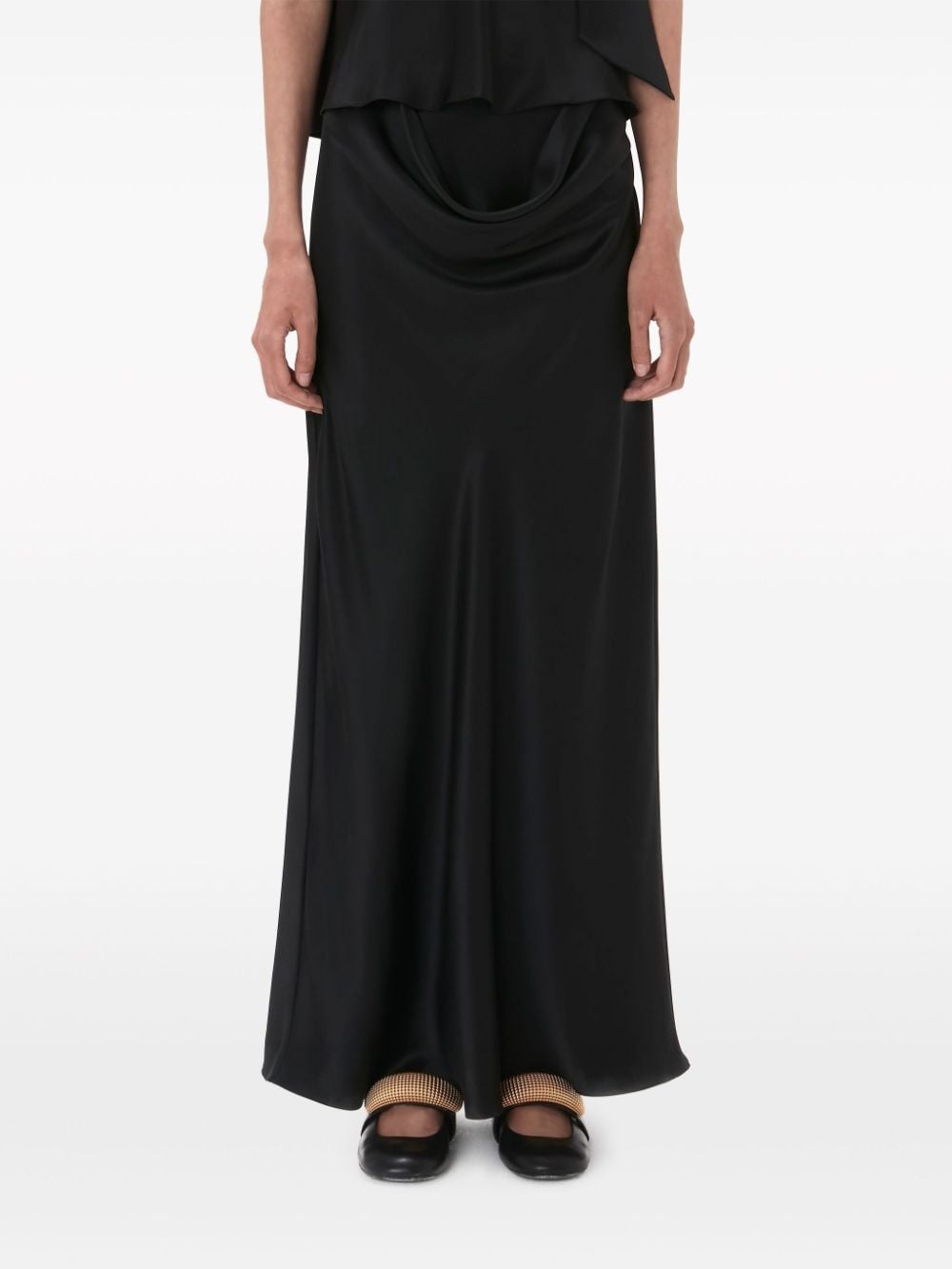 draped silk maxi skirt - 3