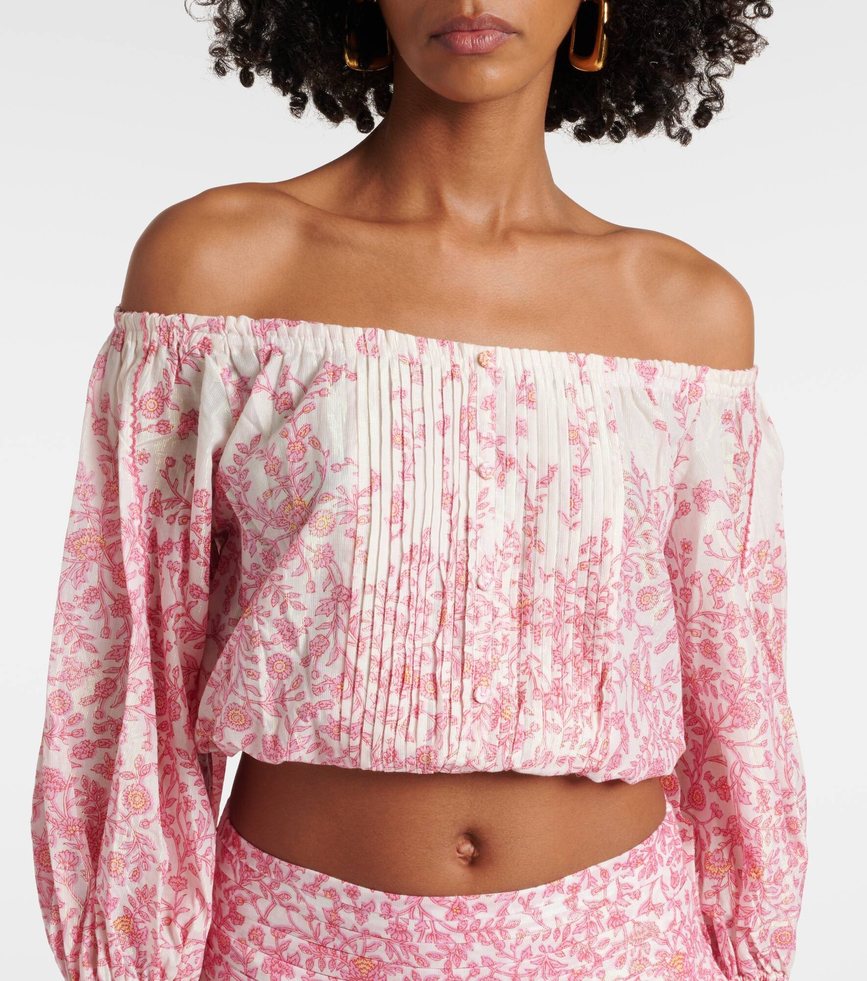 Bova floral cotton-blend crop top - 4