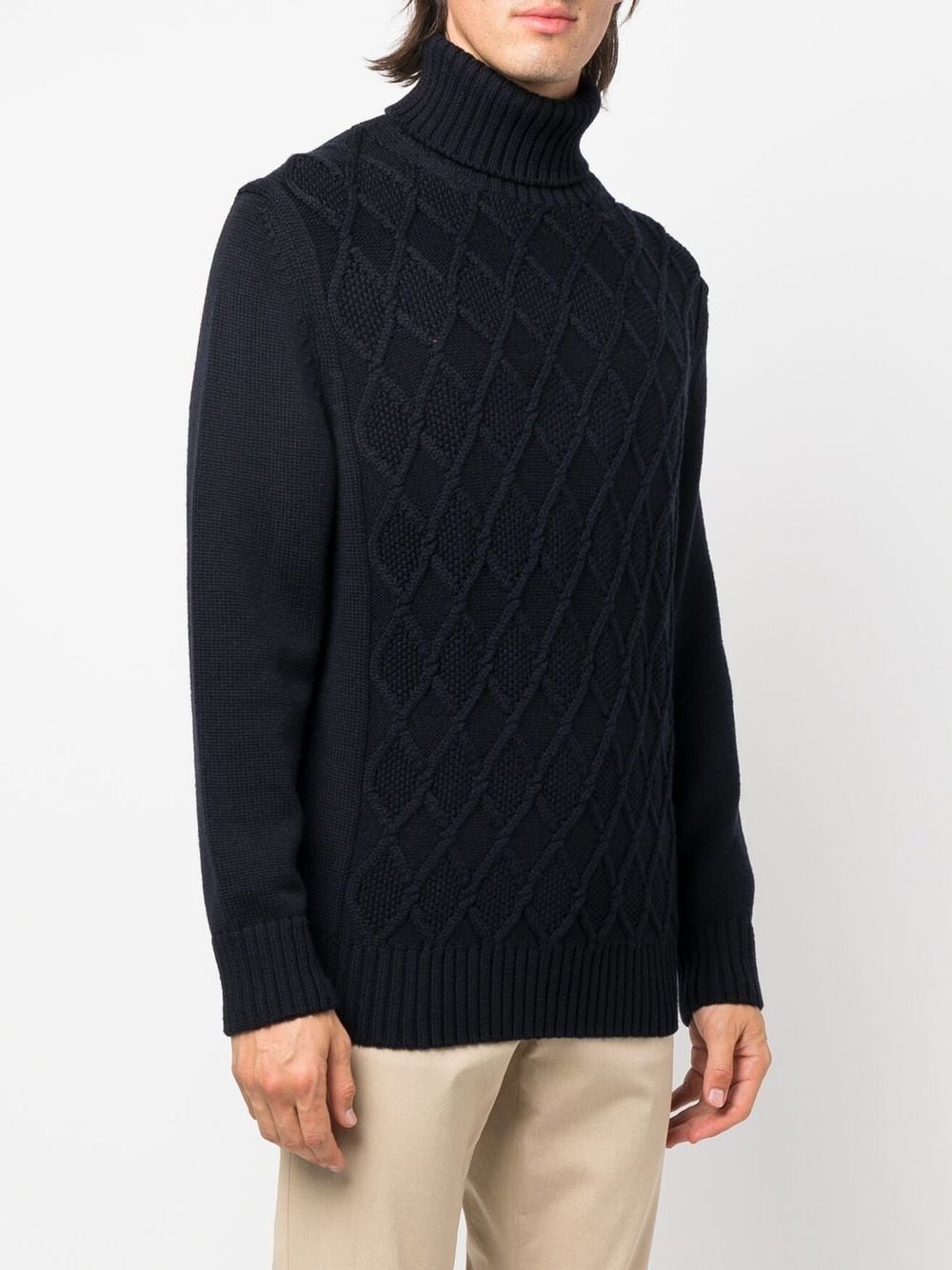 cable-knit roll-neck jumper - 3