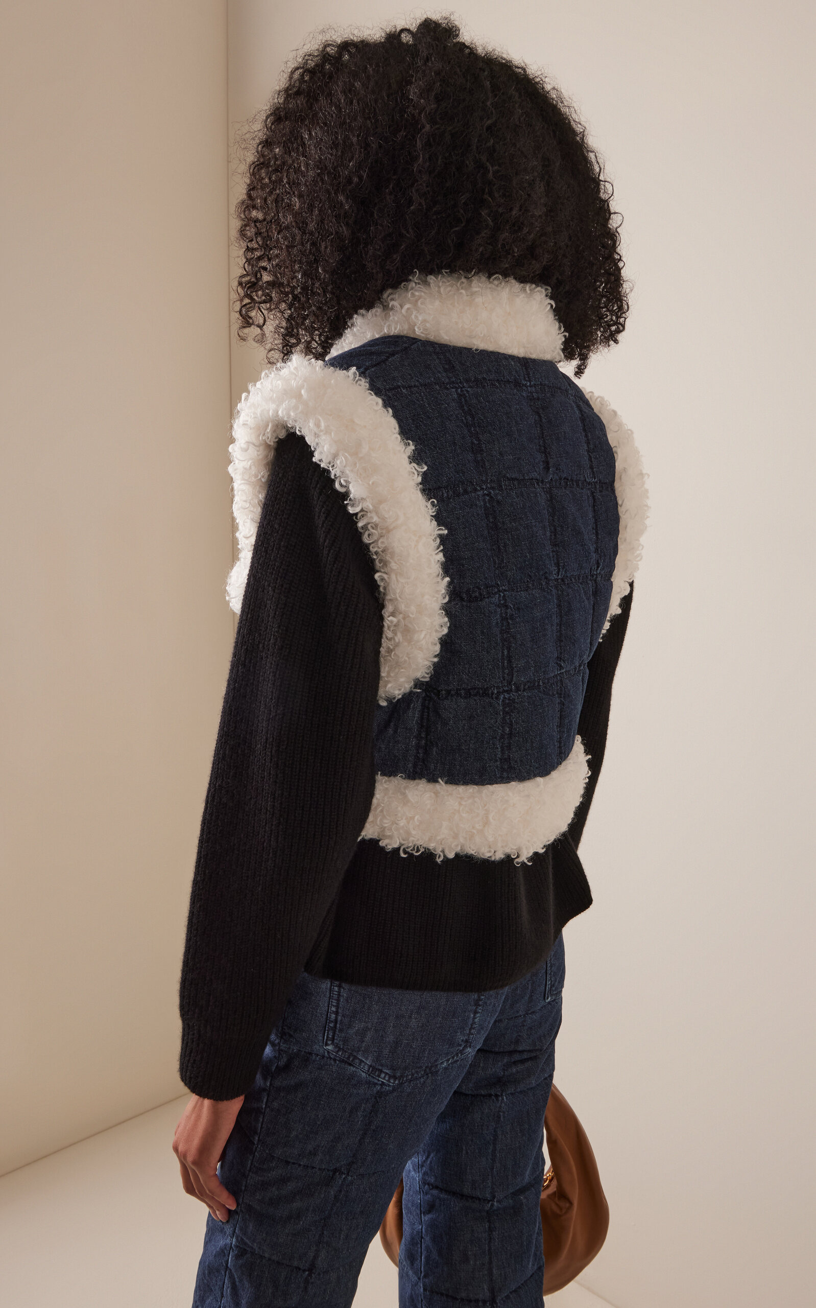 Keptar Down Denim Cropped Vest blue - 4
