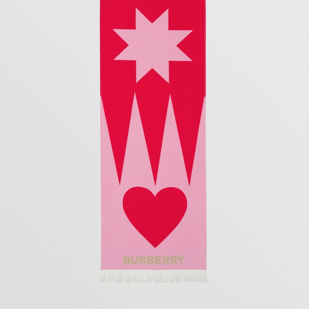 Heart and Star Wool Silk Jacquard Scarf - 5